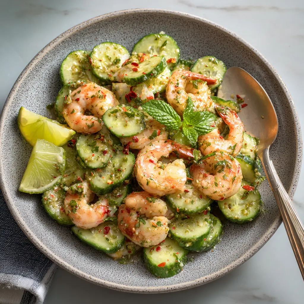 Cucumber Shrimp Salad Recipe 4 serving the salad