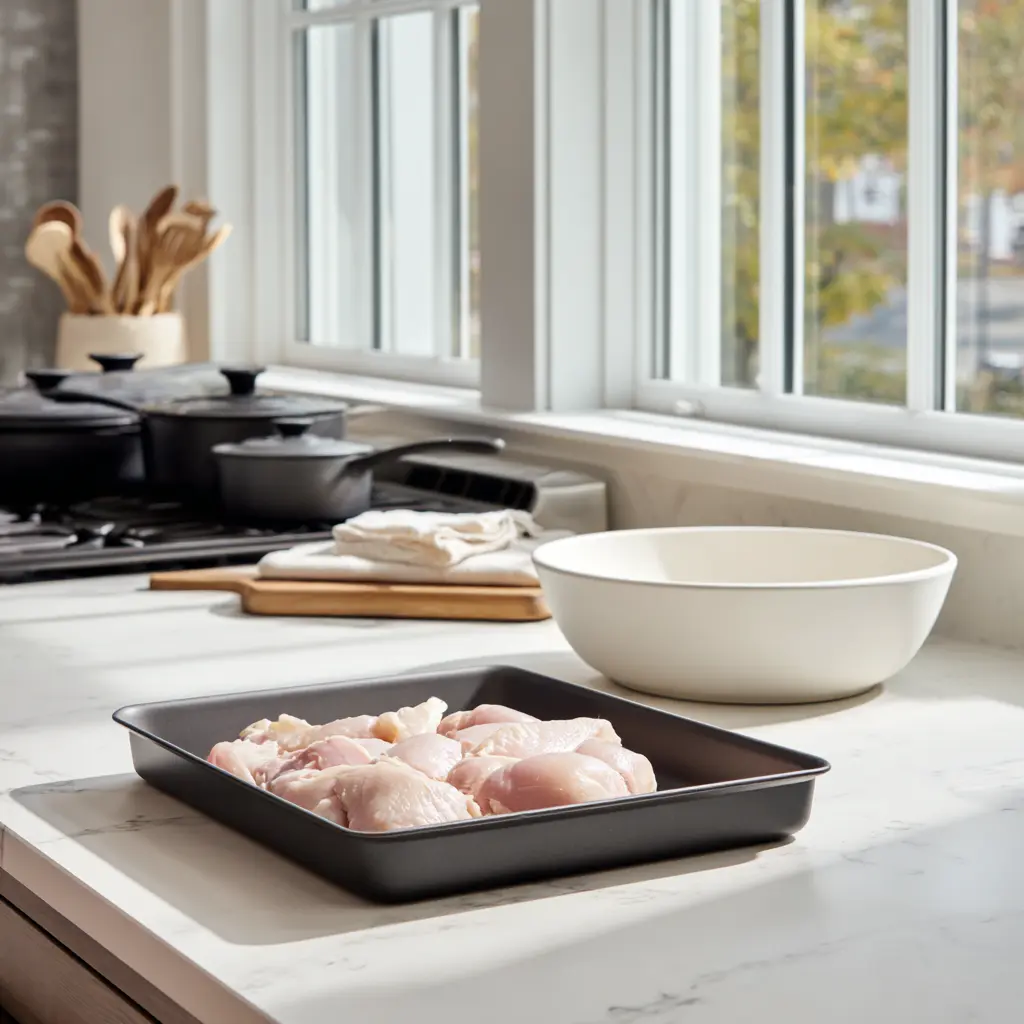 Roasted Chicken and Sweet Potatoes Recipe 1 preparing chicken