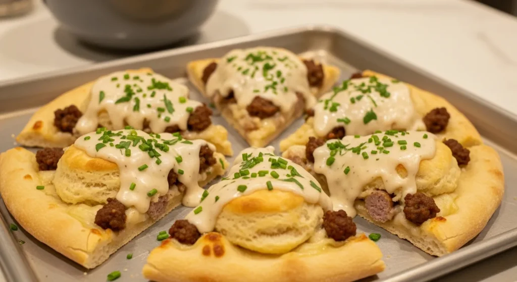 Biscuits And Sausage Gravy Pizza Recipe 7 Step 7