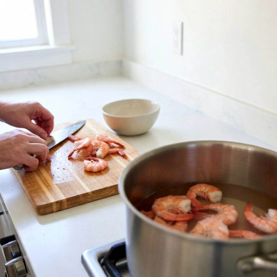 Cucumber Shrimp Salad Recipe 2 cutting shrimp for Cucumber Shrimp Salad Recipe