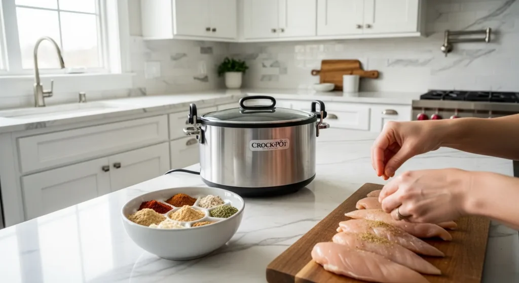 Chicken Tenderloins Crockpot Recipe Step 1