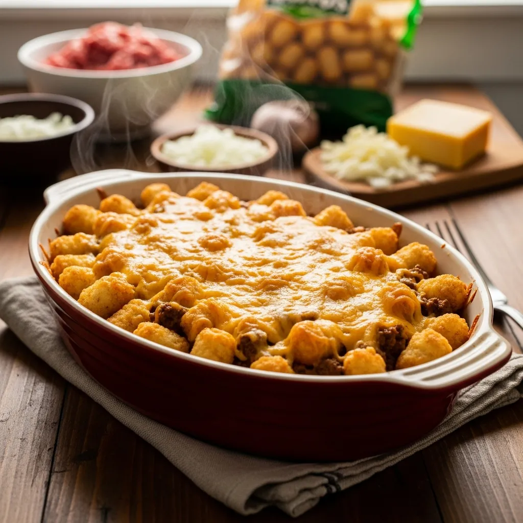 Cheesy Ground Beef Tater Tot Casserole Recipe for Family Dinners 4 Ground Beef Tater Tot Casserole Recipe