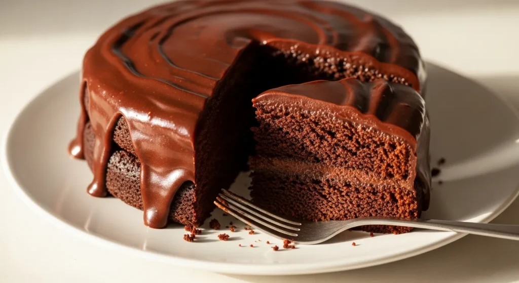 Fudgy Chocolate Cake Recipe for Rich Dessert Lovers 3 Garnished Dish Image
