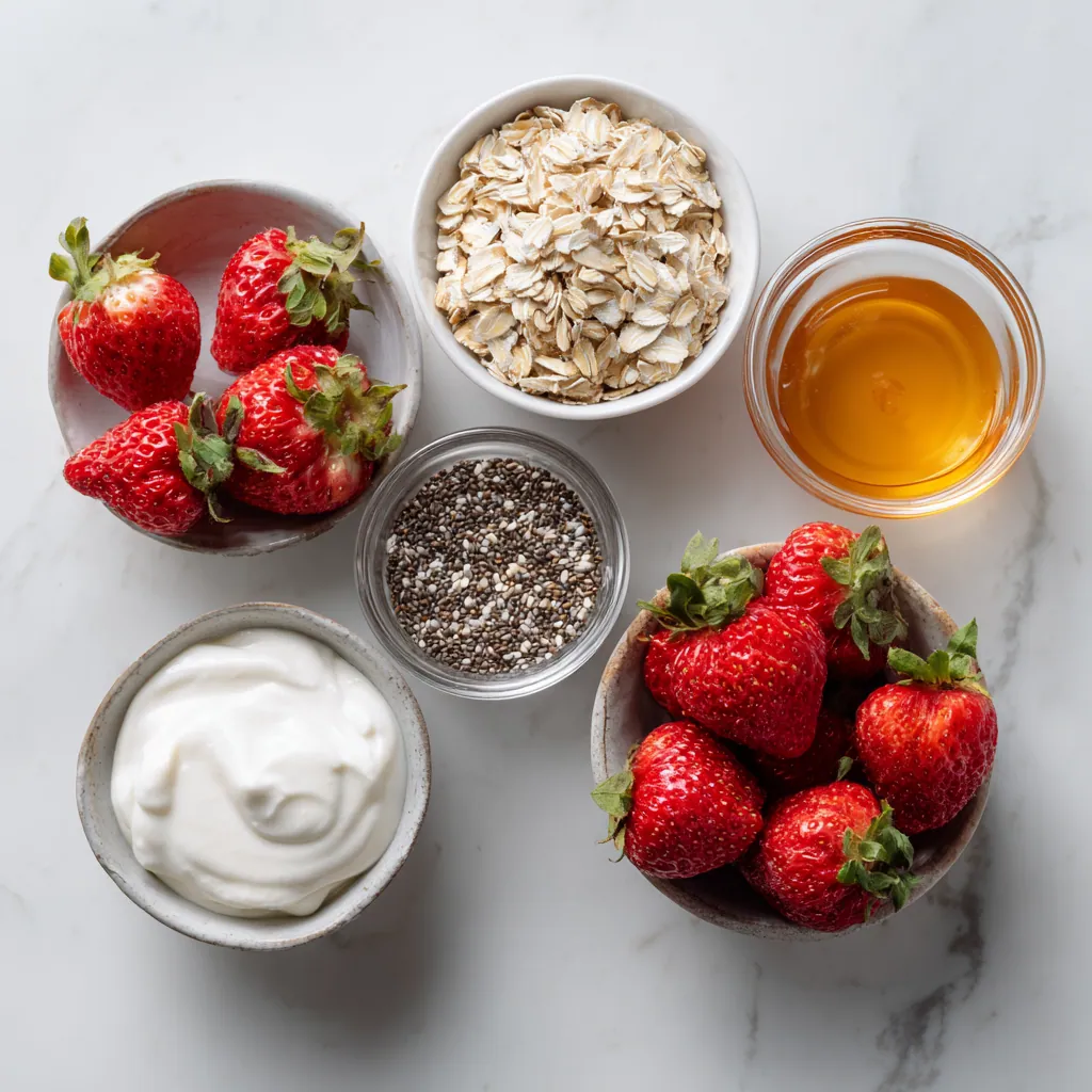 Healthy Strawberry Overnight Oats High Protein Morning Meal 1 Ingredients of overnight oat
