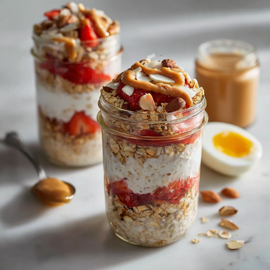 Healthy Strawberry Overnight Oats High Protein Morning Meal 3 Oat Serving