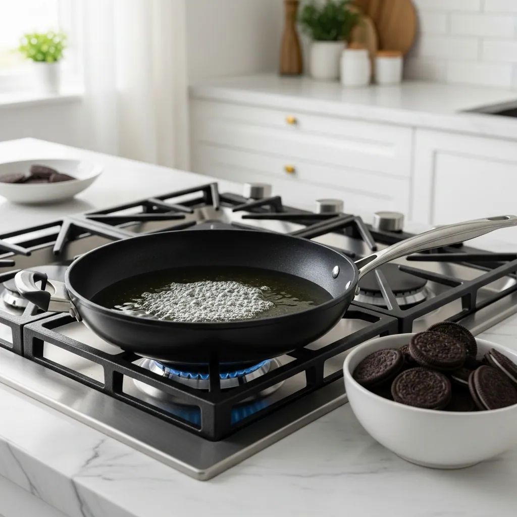 Irresistible Fried Oreo Donuts Recipe 2 heating the oil