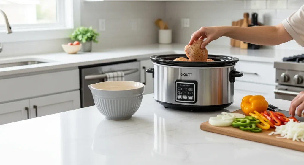 Slow Cooked Chicken Cacciatore Crockpot Recipe Step 1