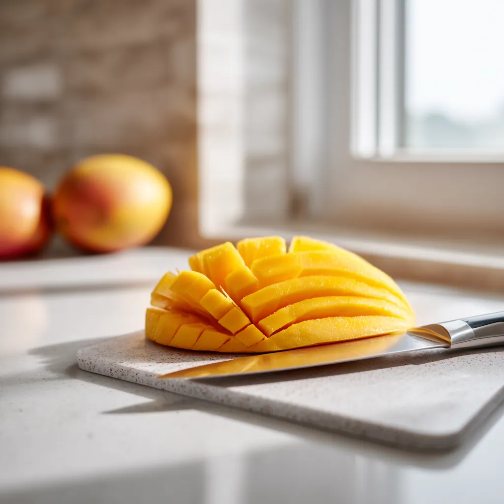 Sweet Authentic Mango Sticky Rice Thai Dessert Recipe 4 preparing the mango for Mango Sticky Rice