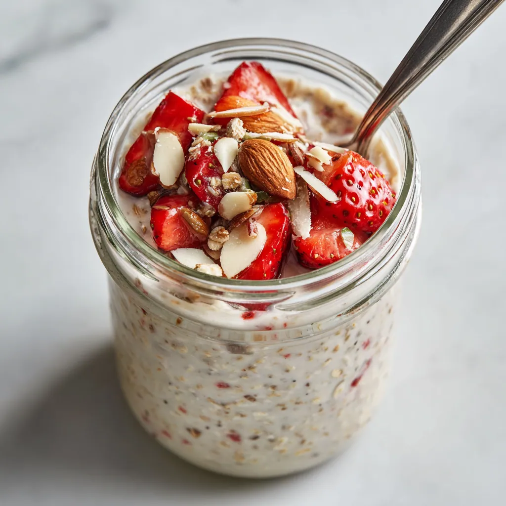 Healthy Strawberry Overnight Oats High Protein Morning Meal 2 Step 6 image