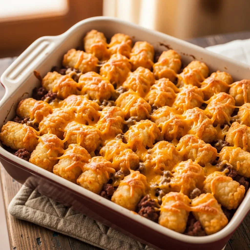 Cheesy Ground Beef Tater Tot Casserole Recipe for Family Dinners 2 dish 5