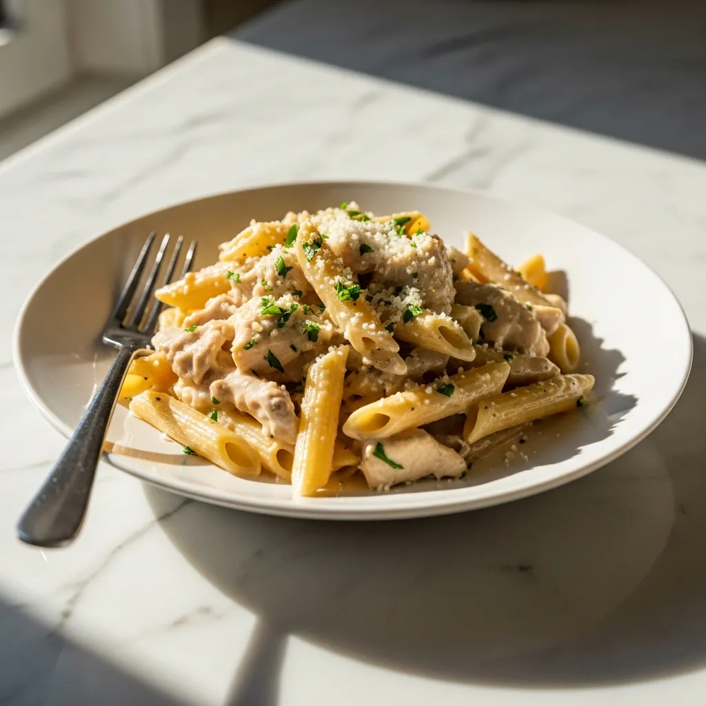 Creamy Chicken Penne Pasta Recipe for Easy Dinner Meals 3 garnished dish 11