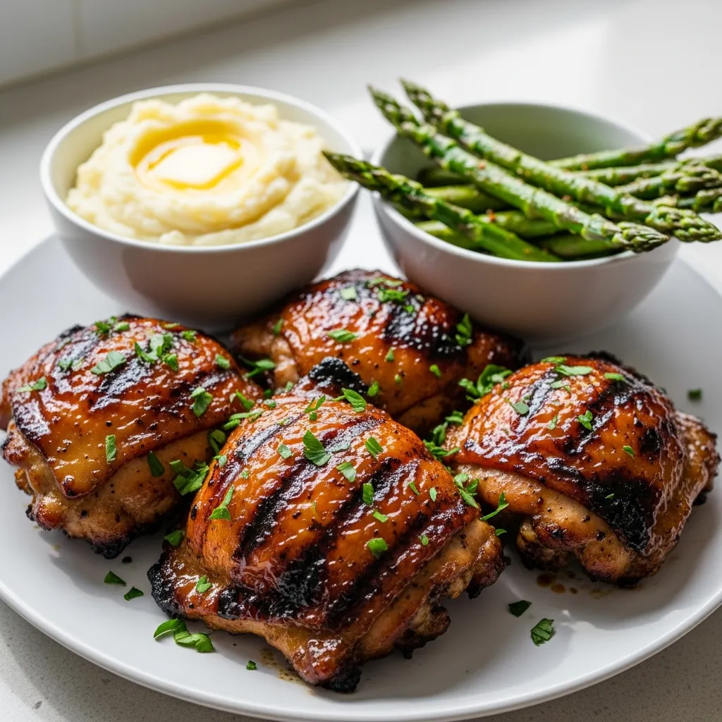 Juicy BBQ Chicken Thighs Recipe for Grill Season 3 garnished dish 12