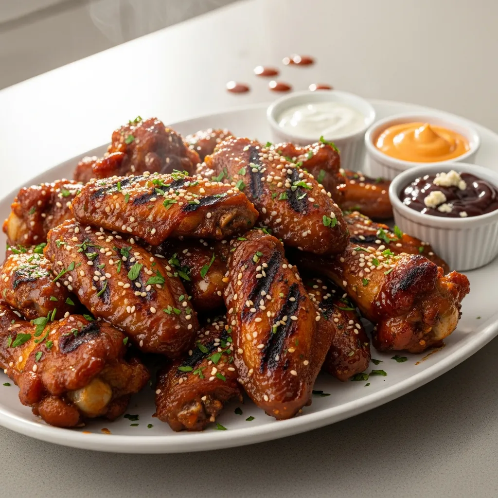 Smoky BBQ Chicken Wings Recipe for Game Day Snacks 3 garnished dish 13