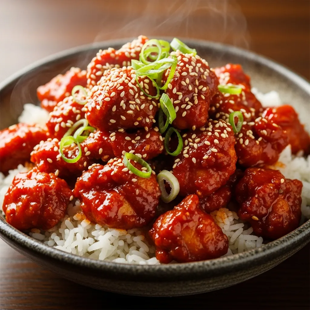 Spicy Korean BBQ Chicken Recipe for Bold Flavor Meals 3 garnished dish 7