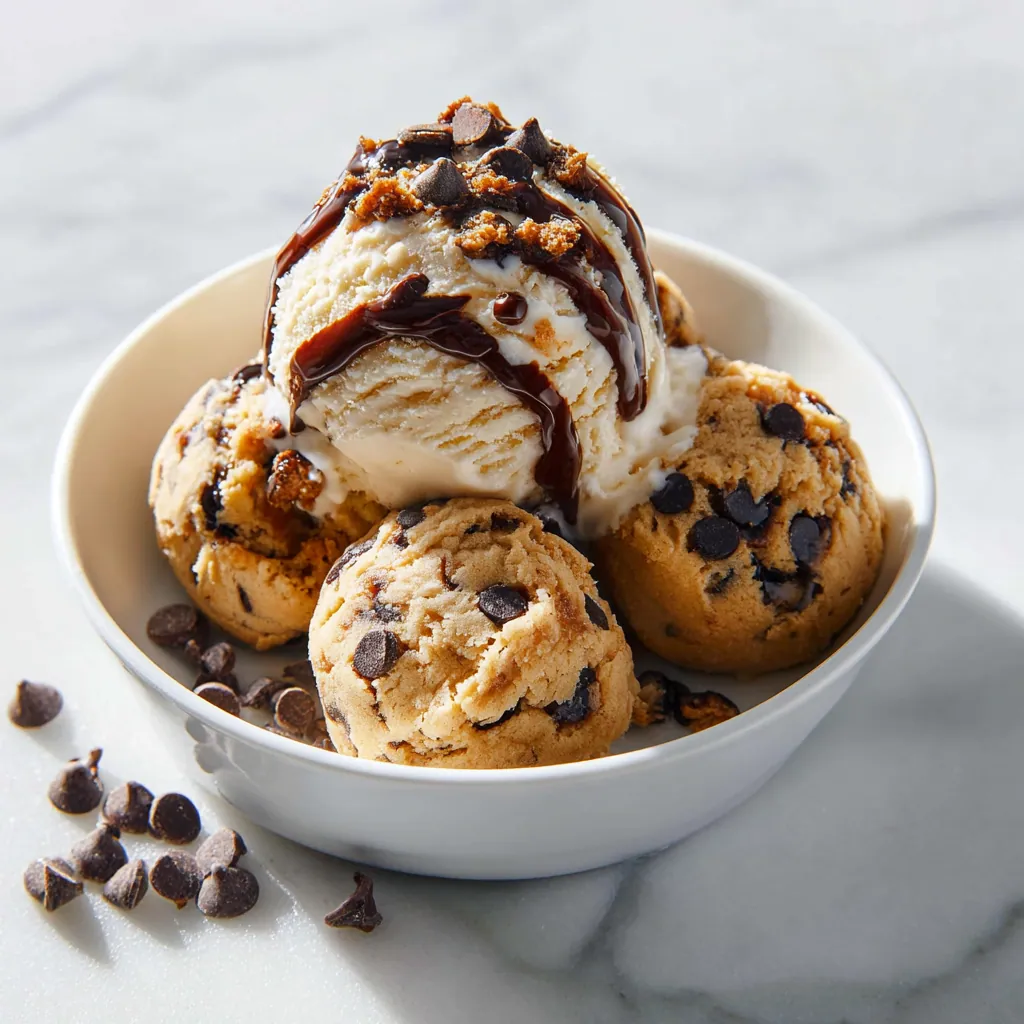 Eggless Edible Cookie Dough Recipe for Sweet Cravings 3 serving Edible Cookie Dough with ice cream scoop