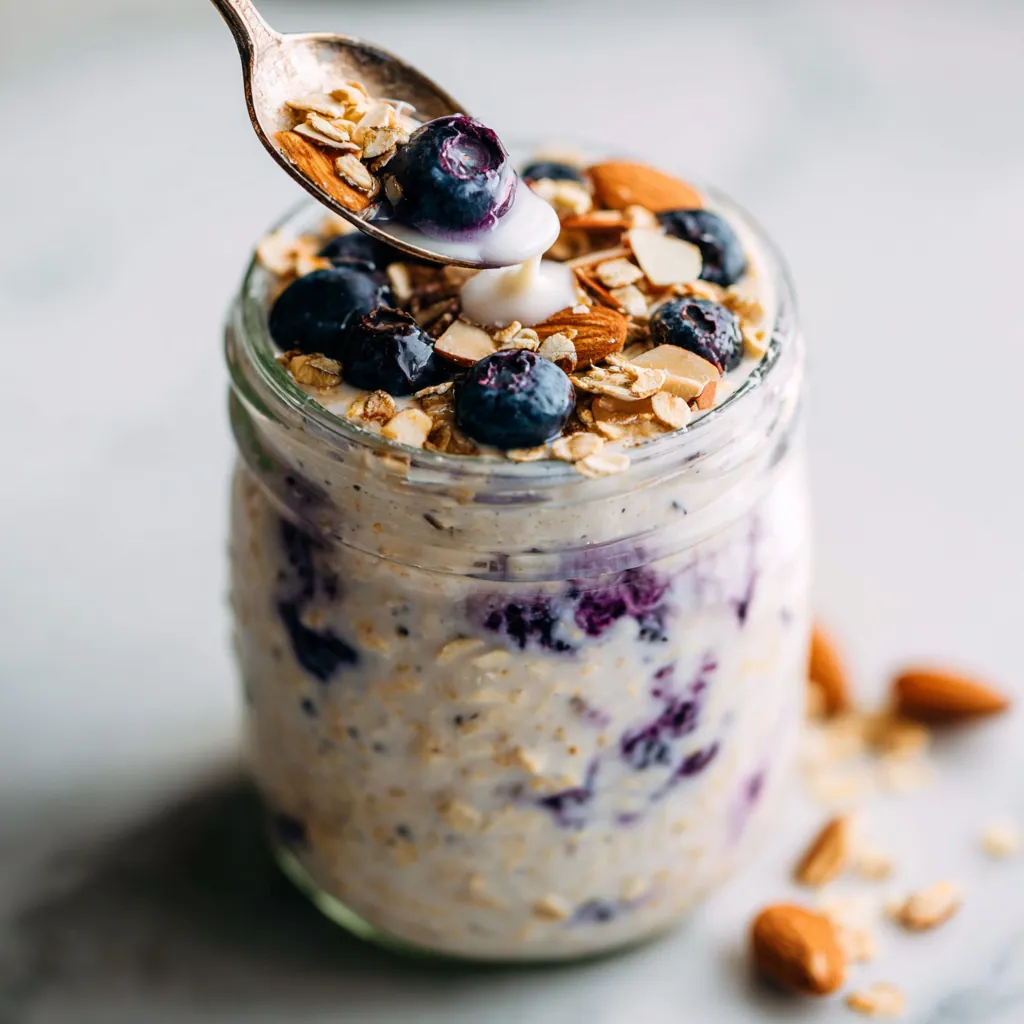 Creamy Blueberry Overnight Oats for Easy Breakfast 2 Blueberry Overnight Oats