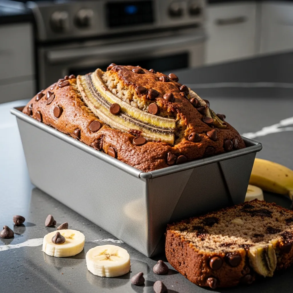 Soft Chocolate Chip Banana Bread Recipe for Moist Sweet Slices 2 Dish 4