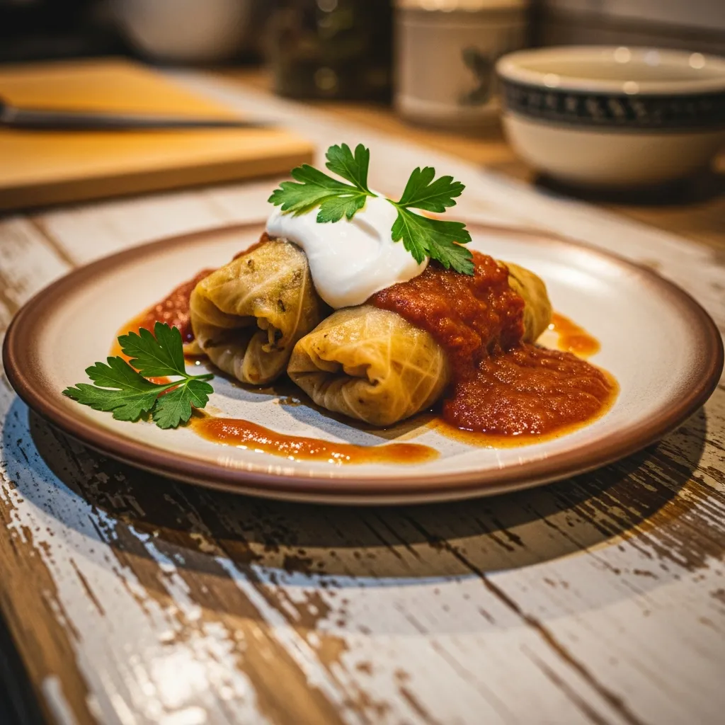 Savory Stuffed Cabbage Rolls Recipe for Hearty Meals 3 Garnished Dish 2