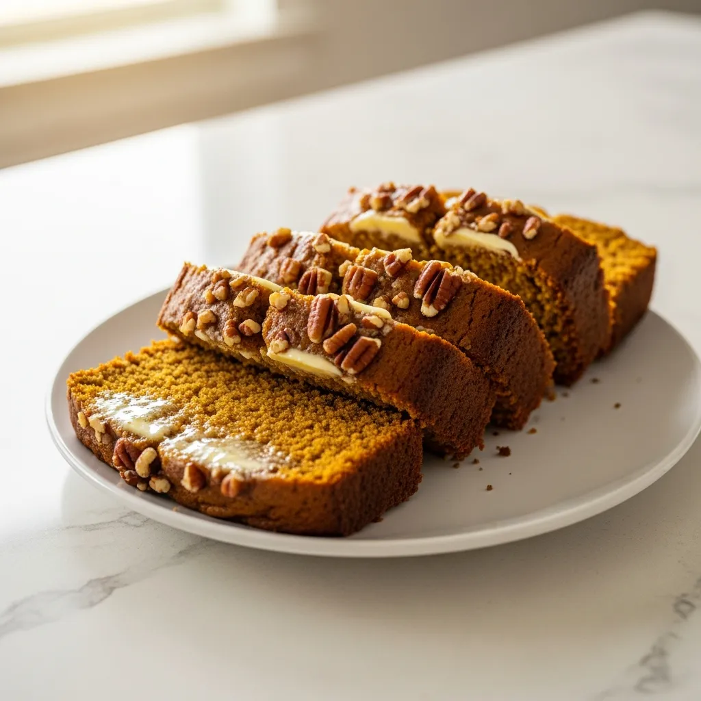 Fluffy Pumpkin Bread Recipe for Light Tender Crumbs 3 Garnished Dish 7
