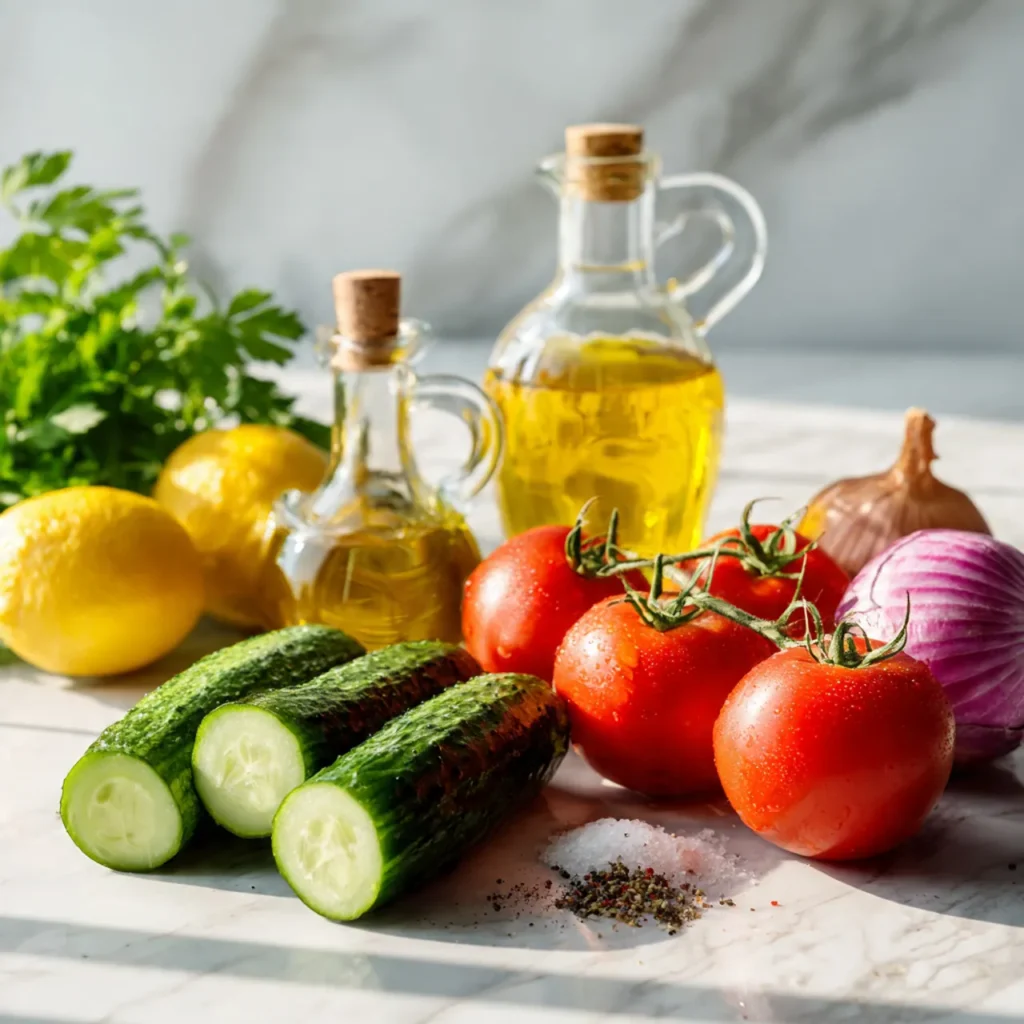ingredients of Fresh Cucumber Tomato Salad recipe