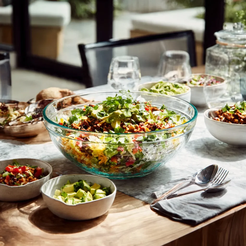 serving the Crisp Taco Salad 