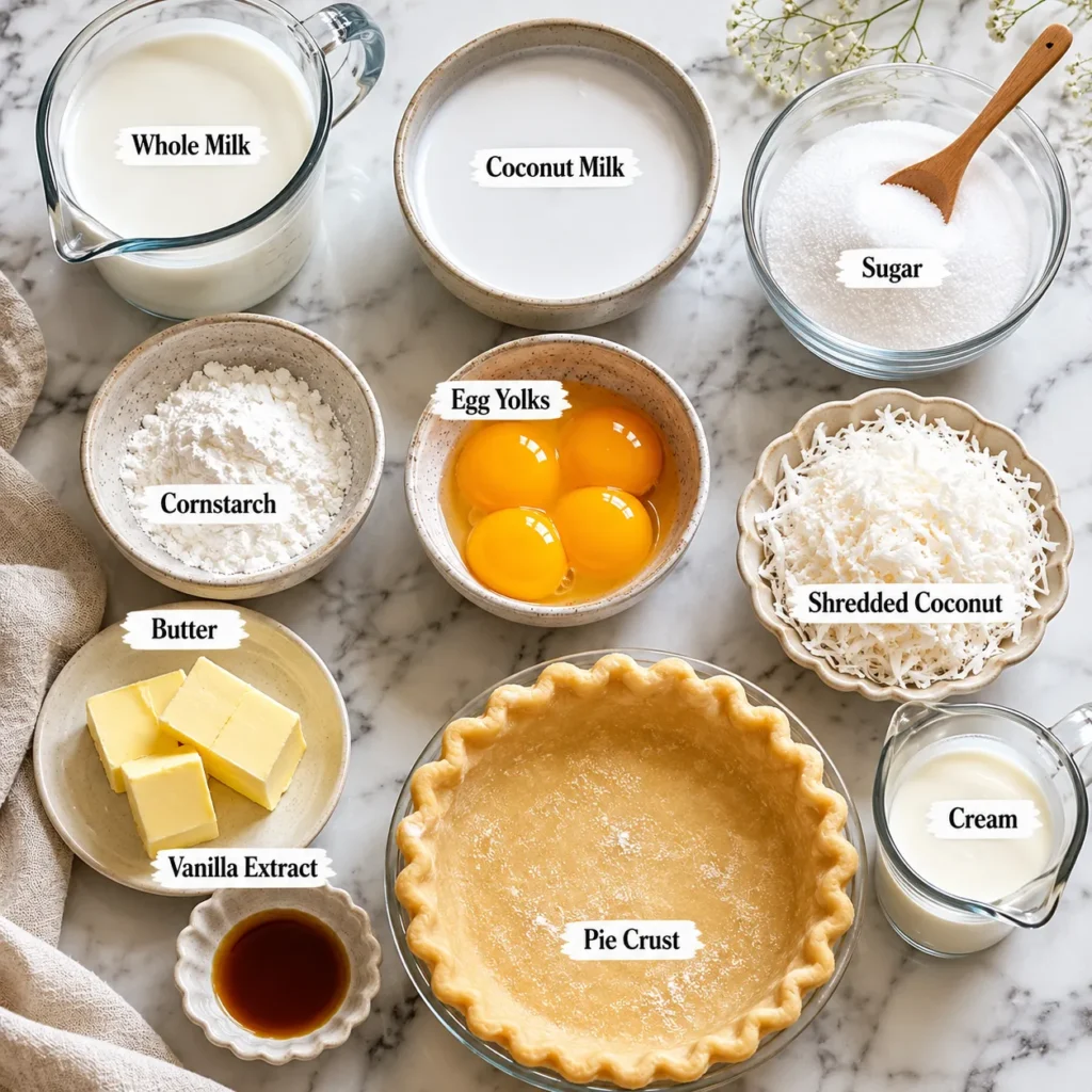 Creamy Coconut Cream Pie Recipe for Rich Tropical Dessert 1 ingredients 130