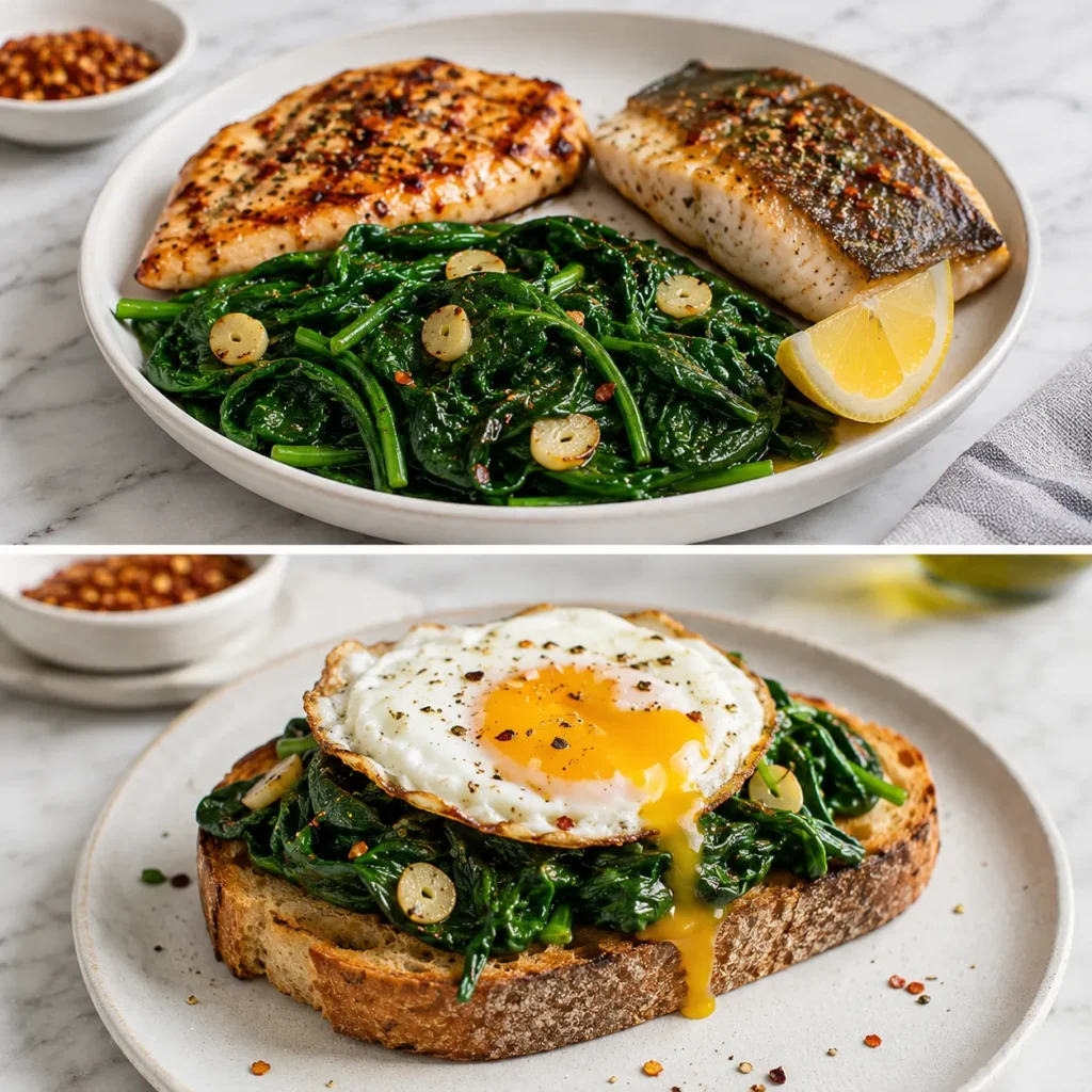 Garlic Sauteed Spinach Recipe for Quick Healthy Sides 3 servings 78