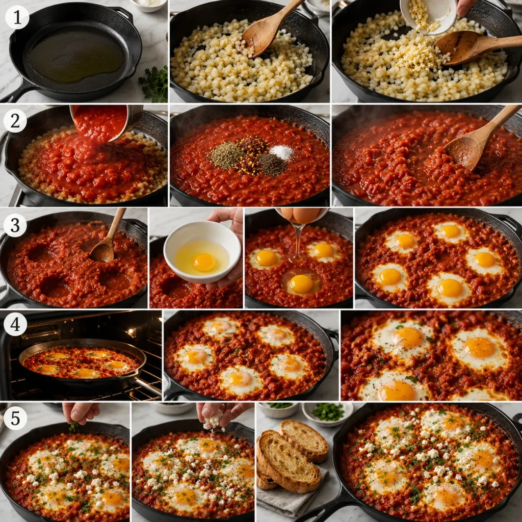 Savory Baked Eggs in Tomato Sauce Recipe for Rustic Breakfast Dish 2 step 100