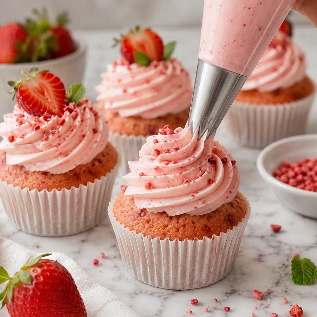 Sweet Strawberry Cupcake Recipe for Fresh Fruity Dessert 2 step 32