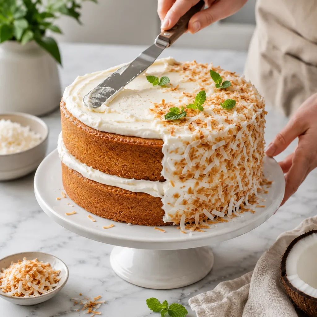 Moist Coconut Cake Recipe for Tropical Layered Dessert 2 step 53