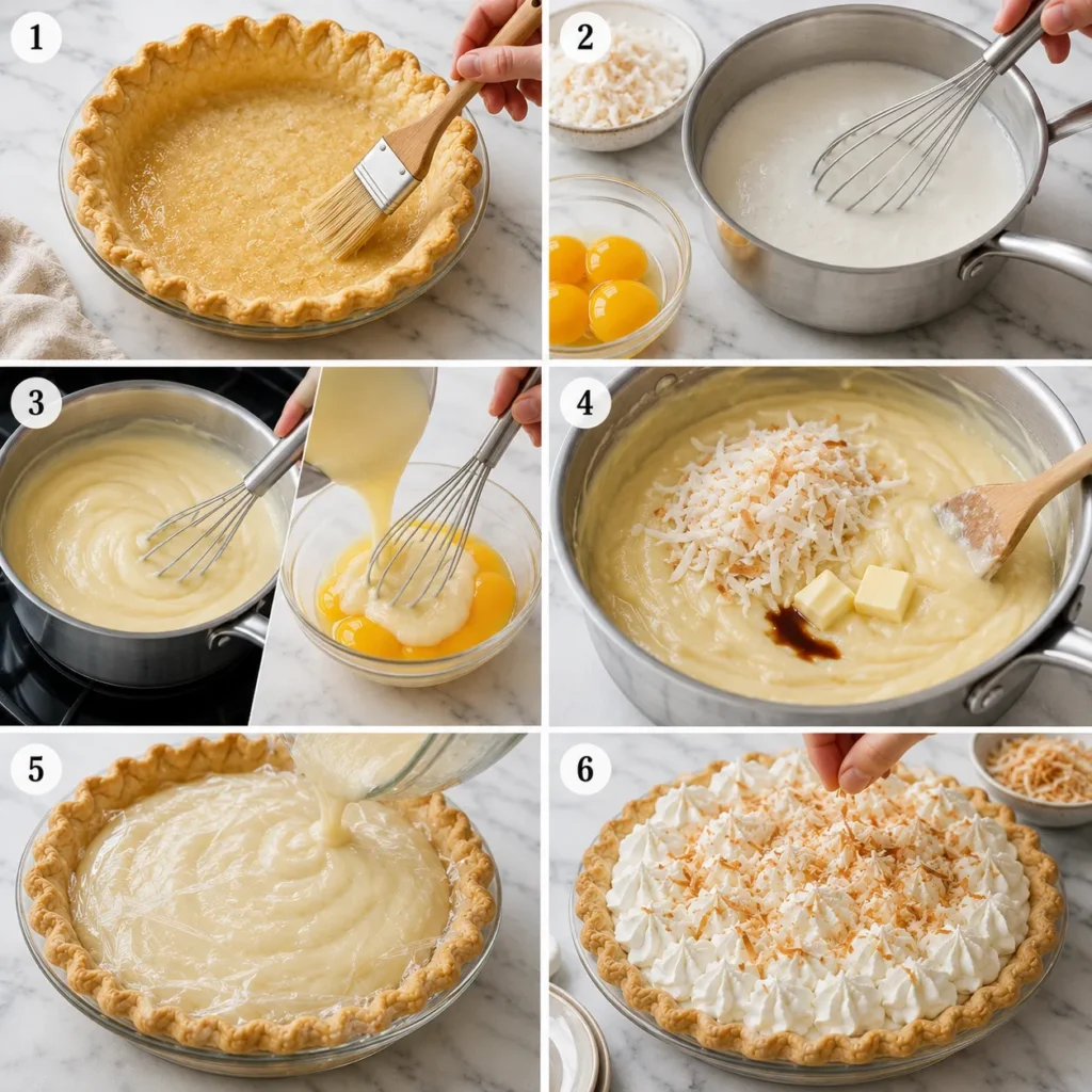 Creamy Coconut Cream Pie Recipe for Rich Tropical Dessert 2 step 98