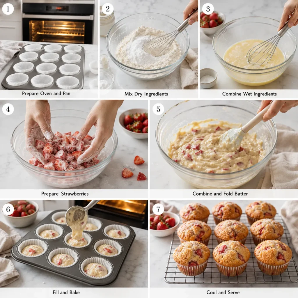 Soft Strawberry Muffin Recipe for Sweet Fruity Baking 2 step7