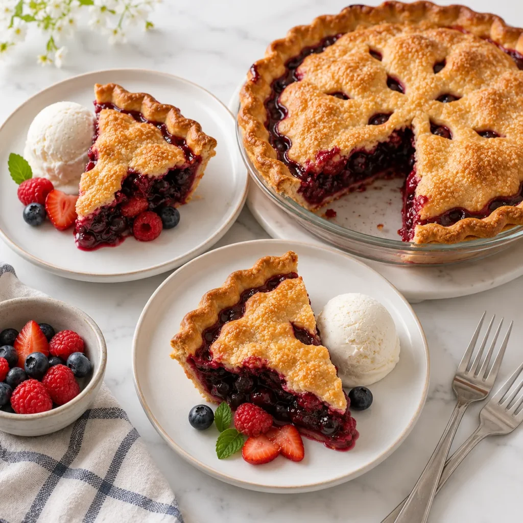 Juicy Mixed Berry Pie Recipe for Fresh Fruity Dessert 3 servings 11