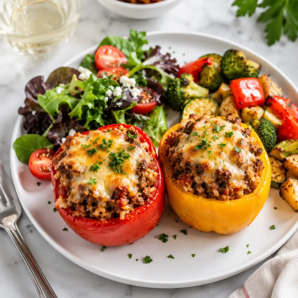 Savory Beef Stuffed Peppers Recipe for Hearty Dinner Meals 2 servings 23
