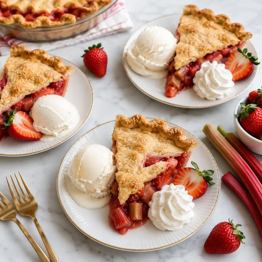 Juicy Strawberry Rhubarb Pie Recipe for Sweet Tart Dessert 3 servings 34