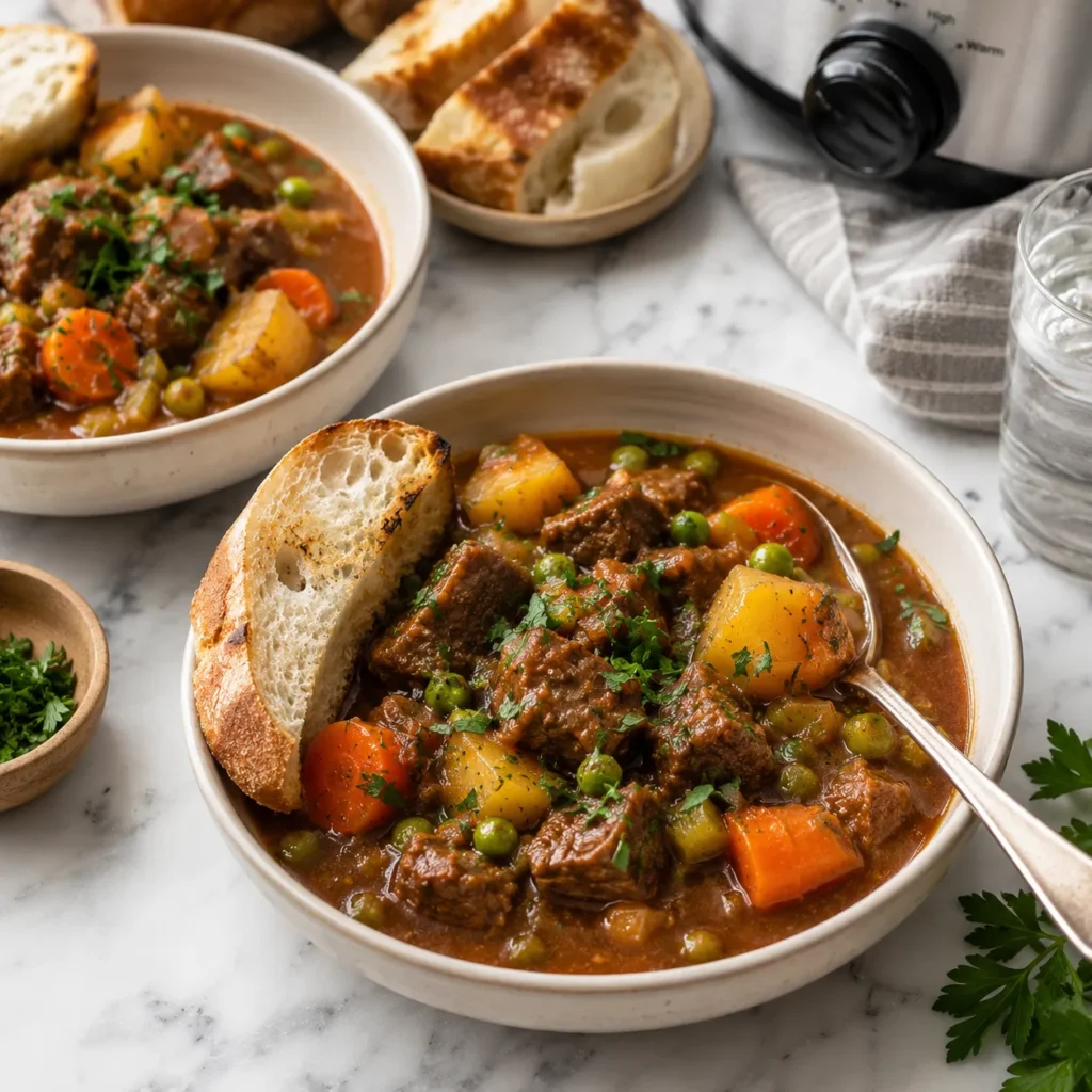 Tender Slow Cooker Beef Stew Recipe for Hearty Family Meals 3 servings 47