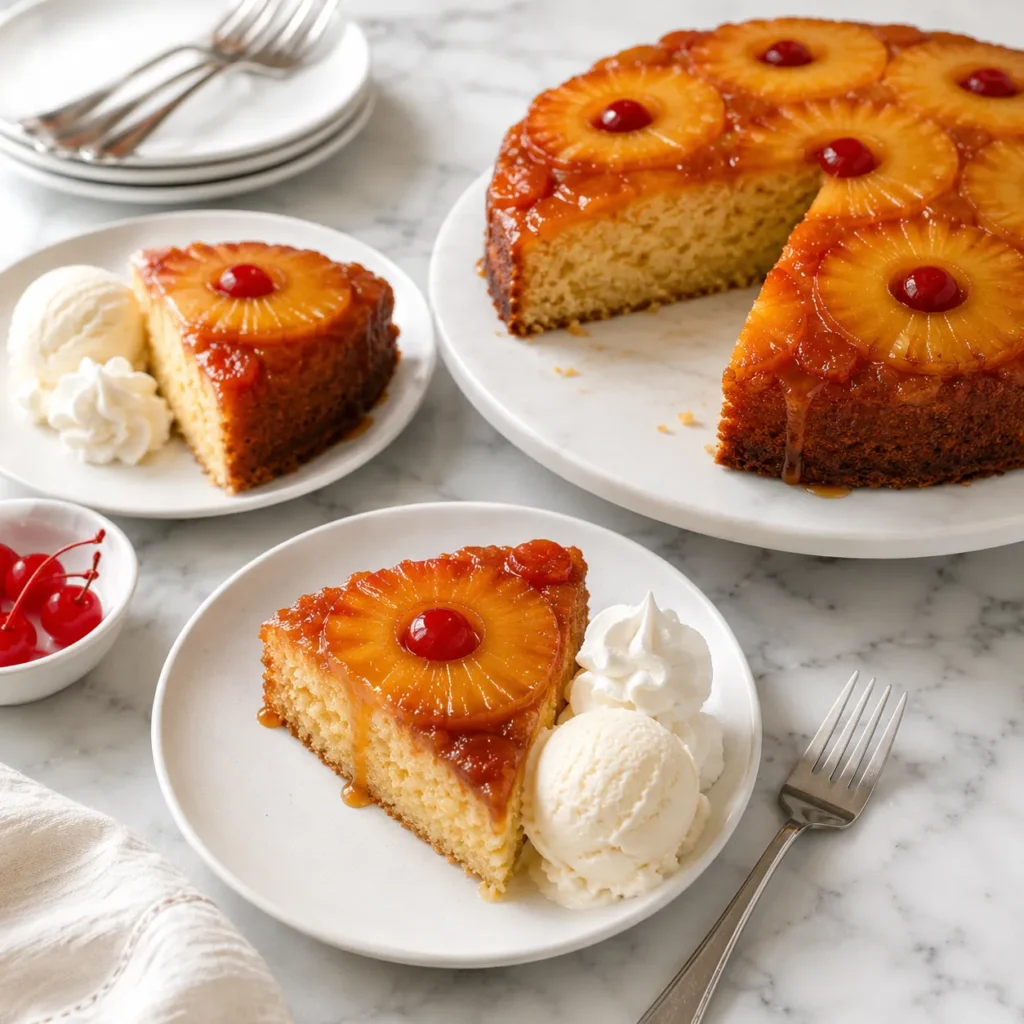 Moist Pineapple Upside Down Cake Recipe for Caramelized Fruit Dessert 3 servings 8