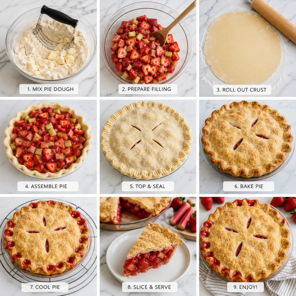 Juicy Strawberry Rhubarb Pie Recipe for Sweet Tart Dessert 2 step 27