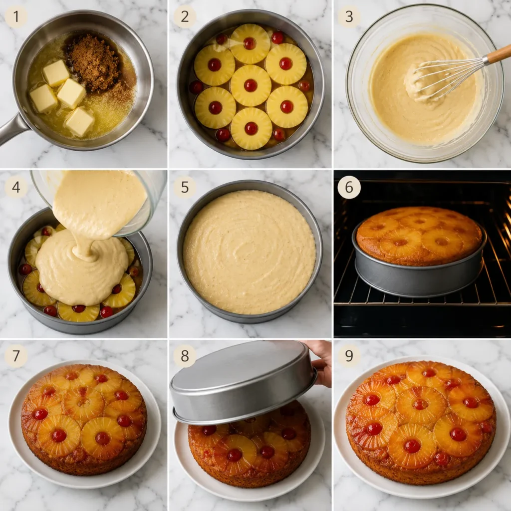 Moist Pineapple Upside Down Cake Recipe for Caramelized Fruit Dessert 2 step 5