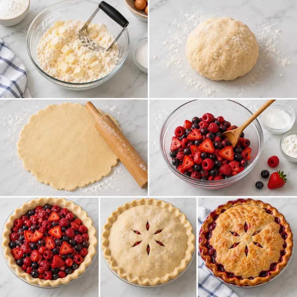 Juicy Mixed Berry Pie Recipe for Fresh Fruity Dessert 2 step6 2