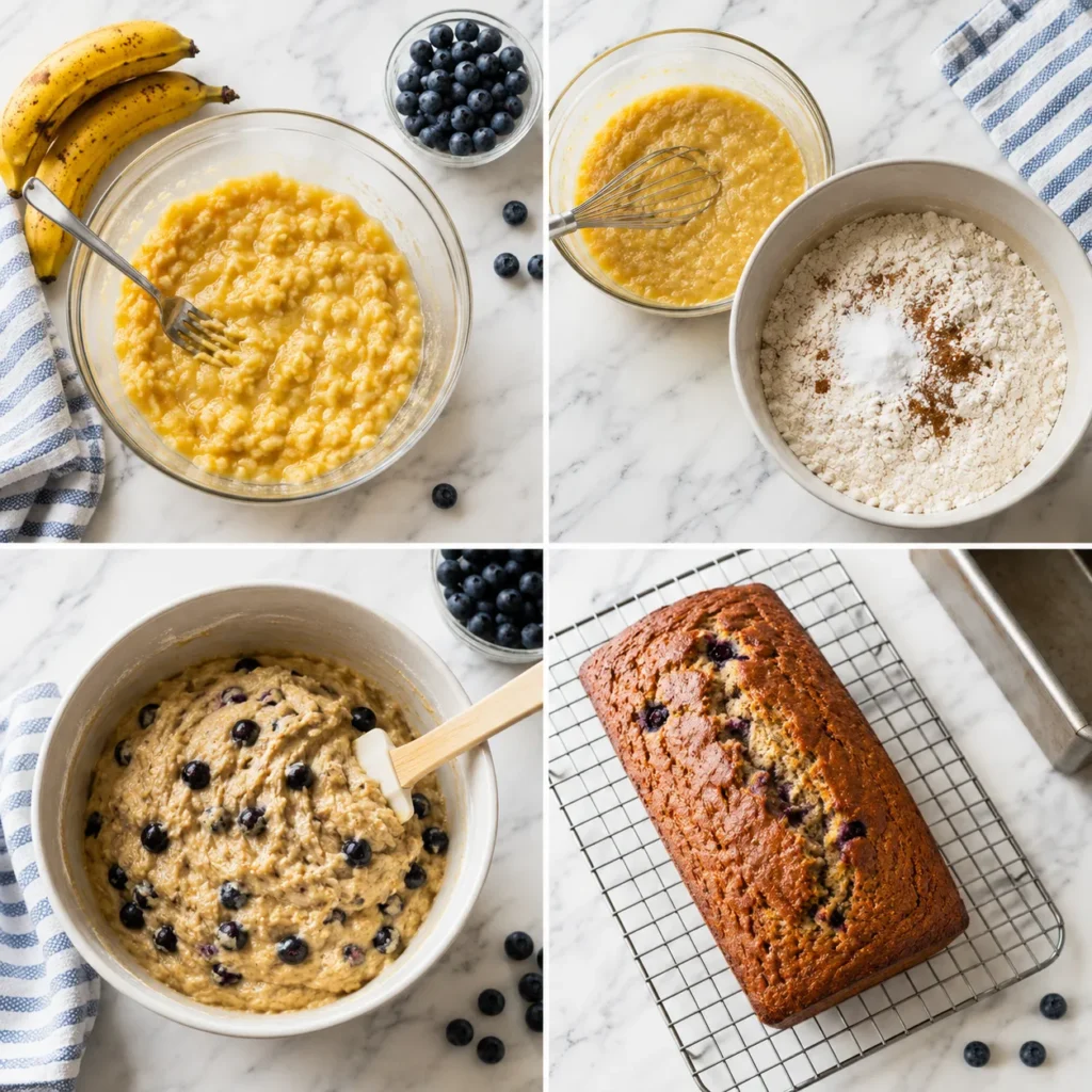 Moist Blueberry Banana Bread Recipe for Sweet Fruity Baking 2 steps 16