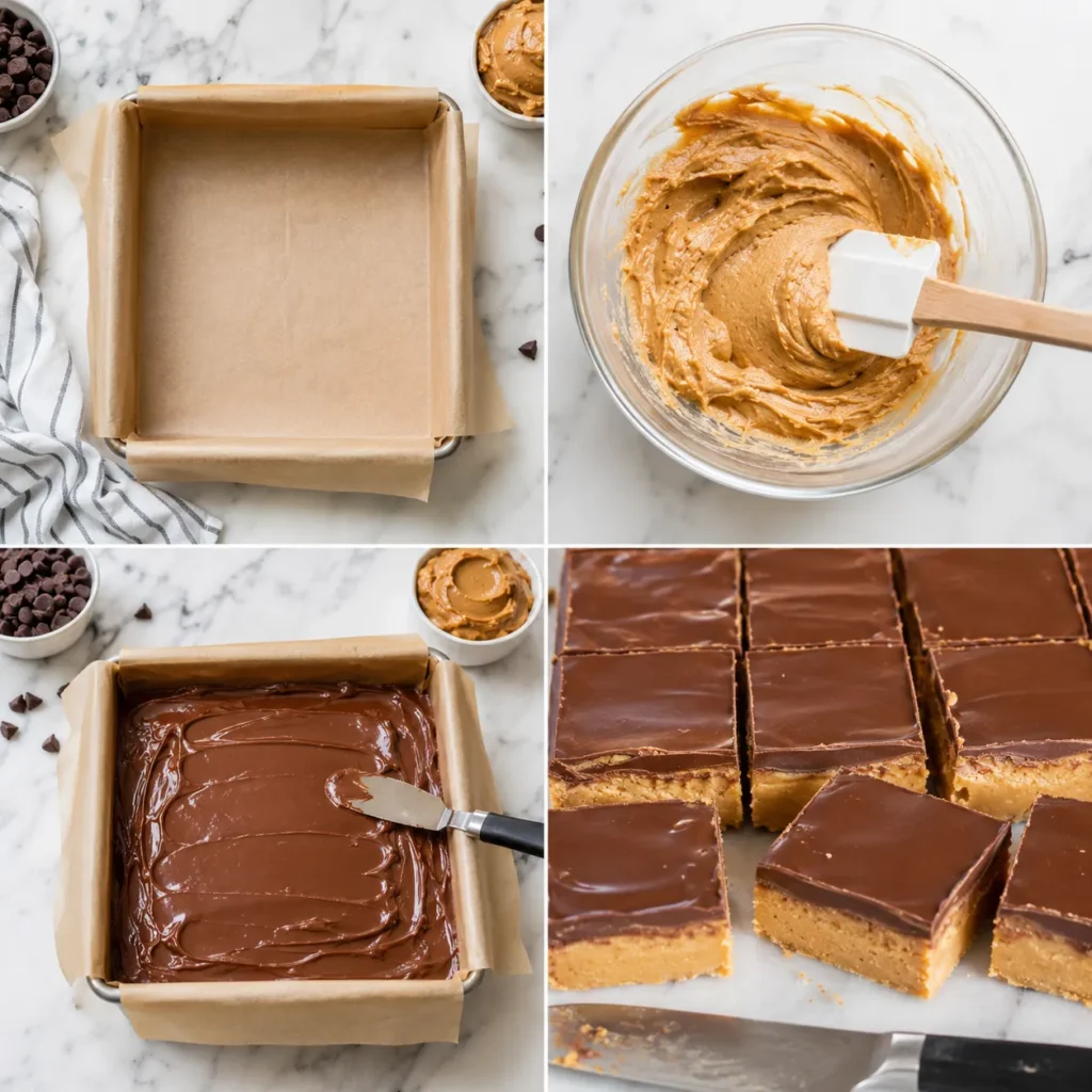 Easy No Bake Peanut Butter Bars Recipe for Sweet Creamy Treats 2 steps 22